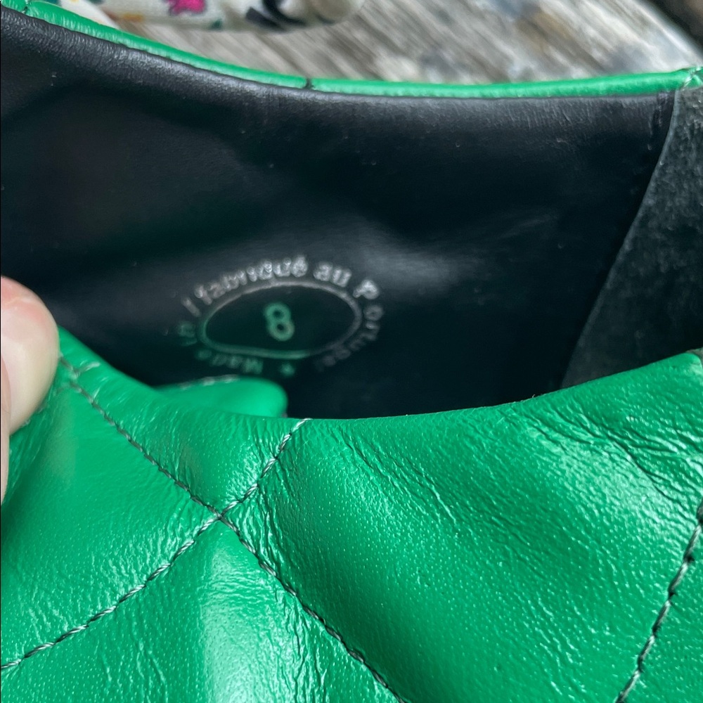 John Fluevog Bright Green Quilted Lace-Up Sneakers - Picture 3 of 4